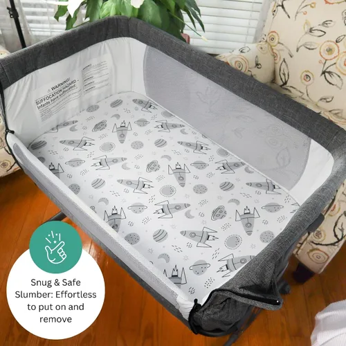 Vista 2 de Sábanas de moisés para Angelbliss, Koolerthings, Chicco LullaGo, BCOL, Semphis Bassinet Bedside Sleeper de TansyPanda, paquete de 3, 33x20 pulgadas