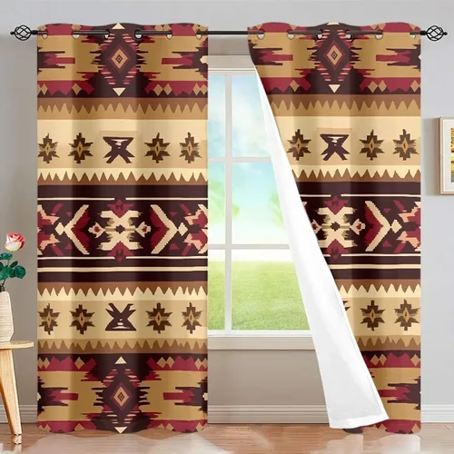 Vista 79 de Dreaweet African Tribal Blackout Curtains 63 Inch Long 2 Panels Set Bohemian Ethnic Geometric Grommet Top Thermal Insulated Curtains for Living Room