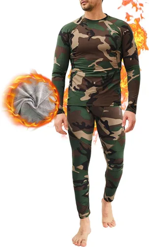 Vista 6 de CL convallaria Conjunto de ropa interior térmica para hombre con bragueta larga, capa base, equipo de caza de invierno, parte superior e inferior