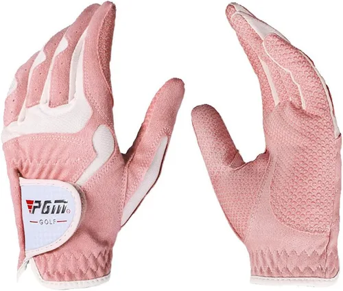 Vista 10 de PGM Guantes de golf para mujer, un par (4 opciones de color), sistema de agarre mejorado, fresco y cómodo Azul