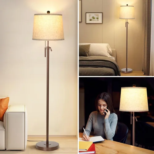 Vista 7 de JUNNAI Lámpara de pie moderna de altura ajustable, lámpara de pie alta con 3 temperaturas de color, lámparas de pie para sala de estar, dormitorio