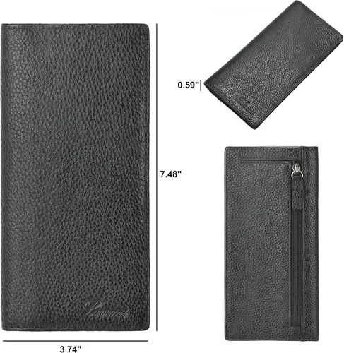 Vista 4 de Lavemi Carteras de cuero ultrafinas con bloqueo RFID para tarjetas de crédito plegables para mujeres