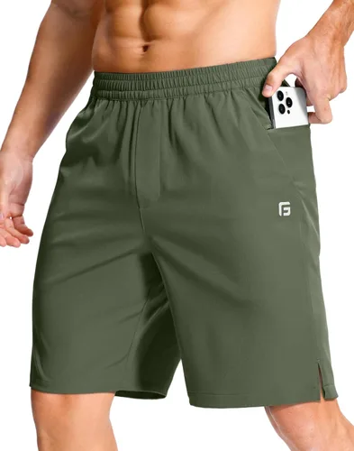 Vista 59 de GGJ Pantalones cortos deportivos ligeros para hombre con 2 bolsillos con cremallera de 7/5/9 pulgadas, pantalones cortos de tenis de secado rápido