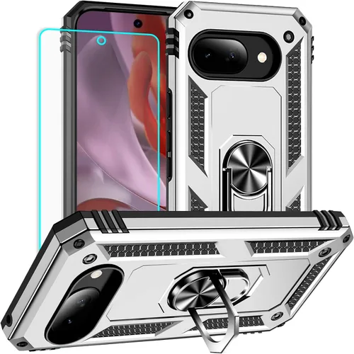 Vista 14 de Yiakeng Funda para Google Pixel 7: con protector de pantalla, fundas protectoras de grado militar con soporte de anillo de dedo para Pixel 7