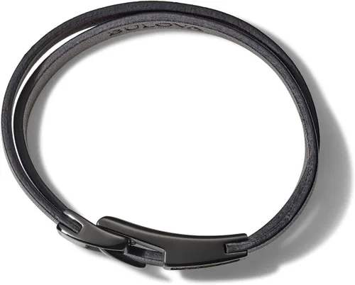 Vista 5 de Bulova Jewelry Men's Latin GRAMMY Double Wrap Black Leather Bracelet with Diamonds and Clasp Closure