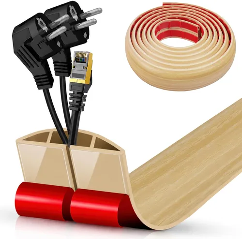Vista 74 de Cubierta autoadhesiva para cables de suelo, gestión de cables de 3.3 pies, protector de tira de extensión para cables, evita tropiezos de cables