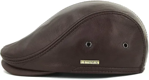 Vista 2 de LETHMIK Sombrero Plano de taxista en Piel Auténtica clásico Newsboy Cap Ivy de conducir