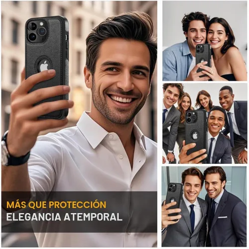 Vista 4 de Diseño compatible con iPhone 11 Pro Max, funda de cuero de lujo, vintage, delgada, antideslizante, agarre suave, a prueba de golpes, funda Negro