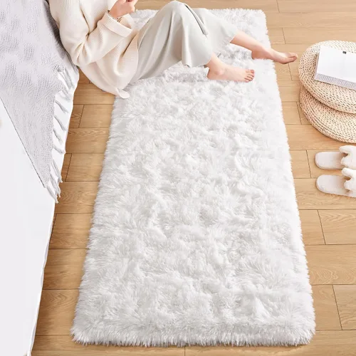 Vista 41 de ISEAU Alfombra de pasillo cómoda y esponjosa para dormitorio, de felpa con base de goma antideslizante, para dormitorio de bebé, al lado de la cama