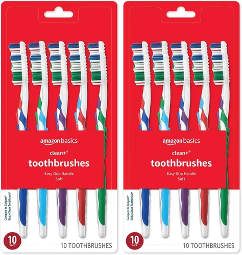 Vista 7 de Amazon Basics Cepillos de dientes Clean Plus, suaves, completos, 10 unidades, 1 paquete (anteriormente Solimo)