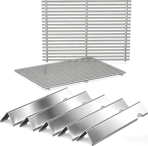 Vista 27 de QuliMetal 44.5 cm SUS304 Barras Aromatizadoras y Deflectores de Calor para Parrillas Weber Genesis 300 Series, Compatibles con Genesis E310 E320