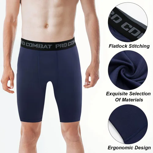 Vista 4 de HYCOPROT - Pantalones cortos de compresión para hombre, ropa interior deportiva de elastano, capa base de rendimiento atlético, para entrenamiento