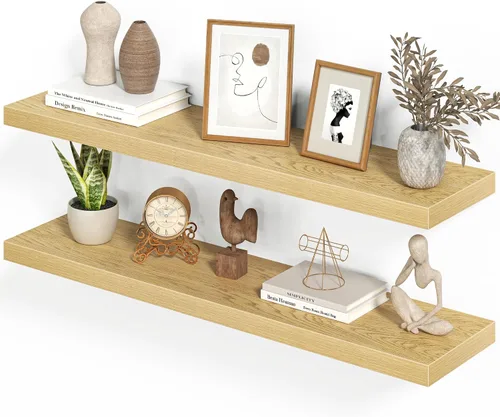 Vista 31 de Heimlove Juego de 2 estantes flotantes de 16 pulgadas para pared, estante negro para baño pequeño, dormitorio, sala de estar, cocina, decoración