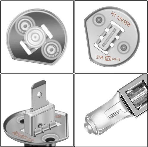 Vista 6 de WinPower Bombilla halógena H1 para faros delanteros, luz blanca cálida súper brillante de 55 W 4300 K, luz antiniebla de haz alto y bajo, lámpara