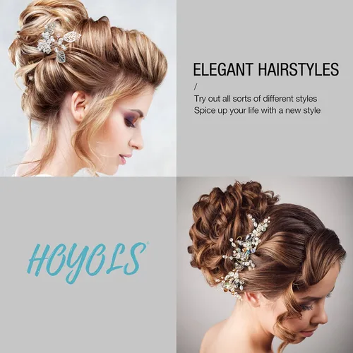 Vista 5 de Hoyols Pinzas en forma de U, pinzas de metal curvadas y onduladas para moño, horquilla para mujeres y niñas, peinados, cabello grueso y fino, 100