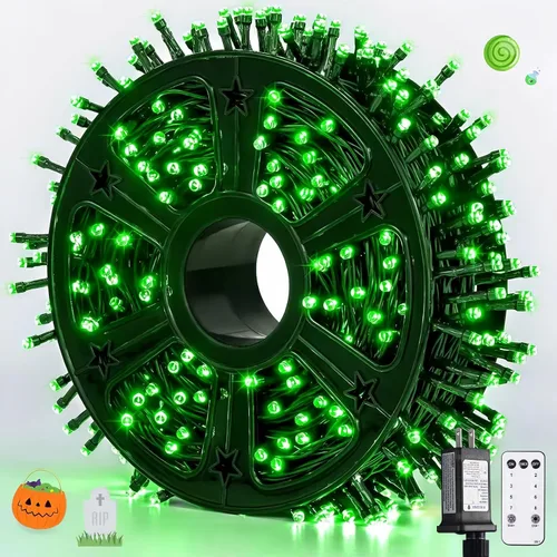Vista 22 de JMEXSUSS 400 luces LED de Navidad rojas, blancas y verdes, luces de árbol de Navidad de 132 pies con control remoto, tira de luces para interiores