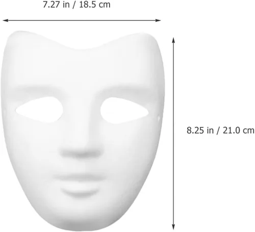 Vista 3 de NUOBESTY 5 máscaras faciales completas de papel en blanco pintables para Mardi Gras, mascarada, cosplay, 5