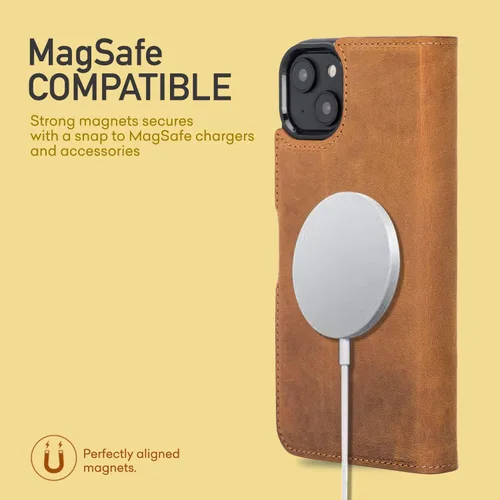 Vista 7 de Bayelon Funda para iPhone 14, funda de cuero de grano completo, [2 en 1], funda magnética desmontable con ranuras para tarjetas, soporte y función