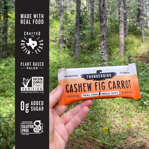 Vista 3 de Thunderbird Bars - Bocadillo energético, sin gluten con proteínas, comida real saludable, paleo vegano sin OMG, sin azúcar añadido, sabor a anacardo