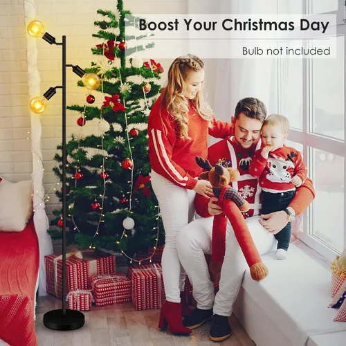 Vista 9 de BoostArea Lámpara de Pie, Lámpara de Pie Industrial, Lámpara de Pie Moderna Tipo Árbol con 3 Luces Ajustables, Casquillo E26, Interruptor de Pie