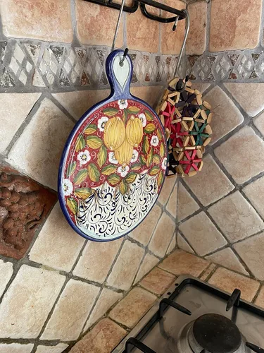 Vista 3 de CERAMICHE PARRINI - Utensilios de cocina de cerámica italiana, utensilios de cocina, salvamanteles de cerámica decorados limones pintados a mano