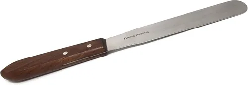 Vista 8 de Espátula de laboratorio de acero inoxidable con mango de madera, cuchillas pulidas de 3 pulgadas y remaches de latón, pala de muestreo para polvos