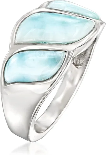 Vista 3 de Ross-Simons Anillo Larimar Wave en Plata de Ley