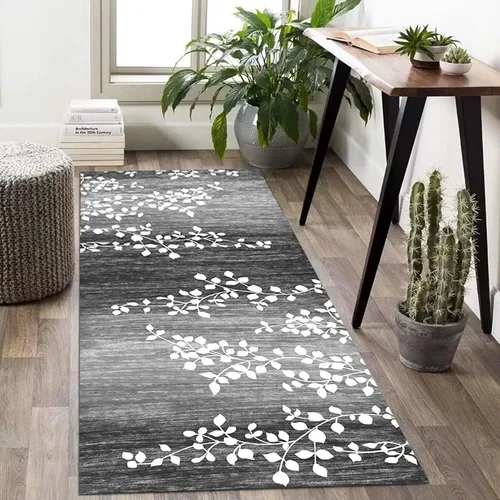 Vista 3 de Luyckfrazy Runner Rug for Entryway, Modern Grey Hallway Long Narrow Rugs Runner Kitchen Bathroom Living Room Low Pile Floor Carpet, 1m 1.5m 2m 2.5m