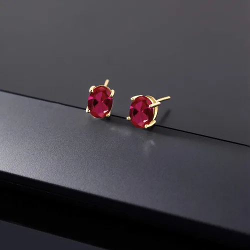 Vista 287 de Gem Stone King Aretes de oro de 14 quilates con piedra natal ovalada de 0.315 x 0.236 in Aretes de oro para mujer