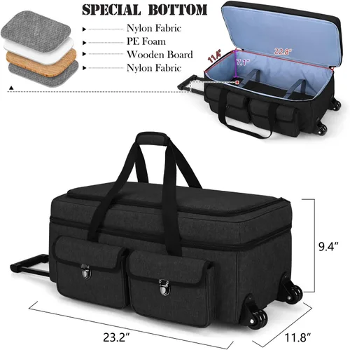 Vista 6 de Yarwo - Funda de transporte para manualidades compatible con Cricut Explore 5/Maker 4 Explore 4/3, Maker 3, Cameo 5/4, Double Layers, Heavy Duty