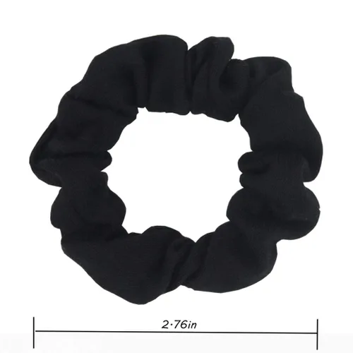 Vista 2 de Pack de 12 Scrunchies de algodón para el pelo de una sola Jersey de color sólido de coleta titulares de pelo para niña, Negro