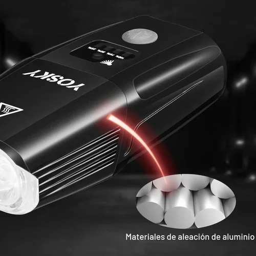 Vista 6 de Yosky Juego de luces de bicicleta recargables USB – 1000 lúmenes inteligentes para faros delanteros y traseros – Luz de bicicleta súper brillante