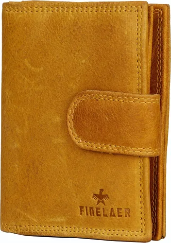 Vista 3 de FINELAER Cartera de cuero de diseñador para mujer, Mostaza, Minimalista