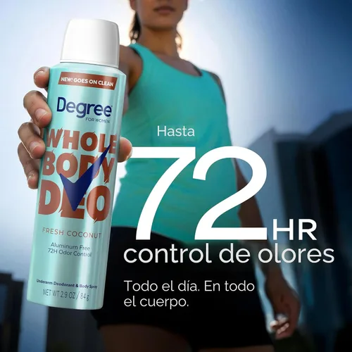 Vista 3 de Degree Desodorante para mujer Spray Fresh Coconut Scent Aluminium Free 72H Odor Protection 2.9 FO