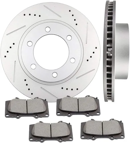 Vista 2 de ECCPP 2 rotores de freno delanteros y 4 pastillas de freno de cerámica para Toyota 4Runner 2003-2009, 2007-2014 para Toyota FJ Cruiser, 2005-2018