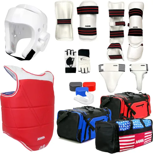 Vista 12 de AAMA Juego completo de equipos de protección de combate de Taekwondo - Personalizable