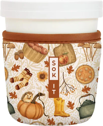Vista 83 de Sok It IceCreamSok - Funda de neopreno aislada (flores abstractas, pintas de helado cónicas)