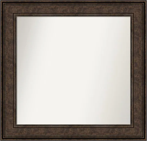Vista 346 de Amanti Art Espejo de pared personalizado no biselado (25 x 25 pulgadas), marco de bronce acentuado, varios tamaños personalizados, espejo de baño