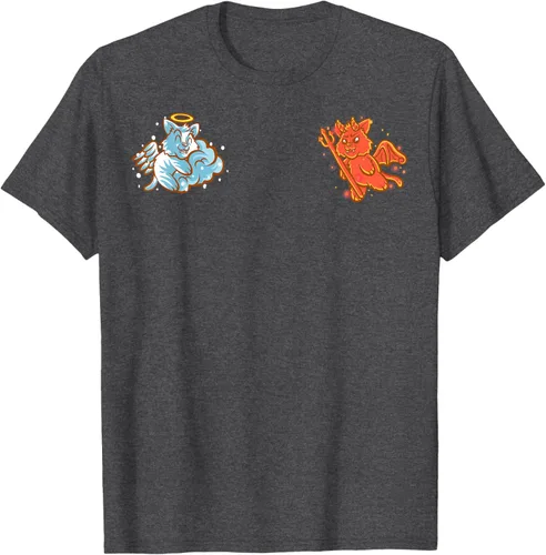 Vista 30 de Camiseta de gato ángel y diablo sentado en tu hombro Nerd Kitten, Negro