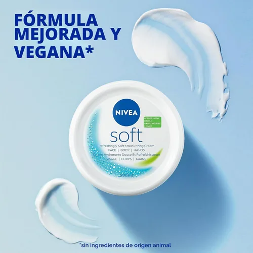 Vista 7 de Crema hidratante Nivea Soft para suavidad refrescante, con aceite de jojoba y Vitamina E, bote de 6.8 onzas