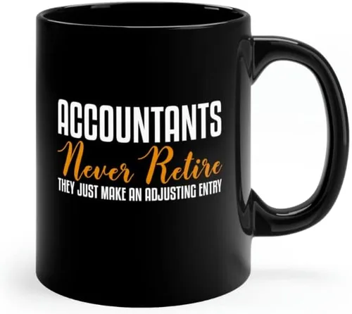 Vista 2 de Taza negra de contador jubilado, taza de contabilidad de jubilación, divertida taza de contabilidad CPA para auditor jubilado (11 onzas)