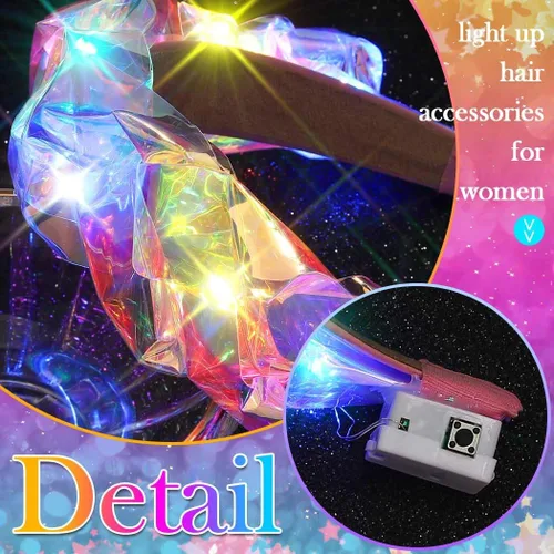 Vista 4 de CAKURE Diademas iluminadas con luces LED, accesorios para el cabello para mujeres y niñas