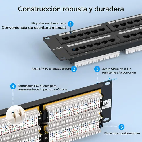 Vista 6 de Cable Matters [Listado UL] Panel de conexiones Cat6 de 48 puertos y 10 Gbps