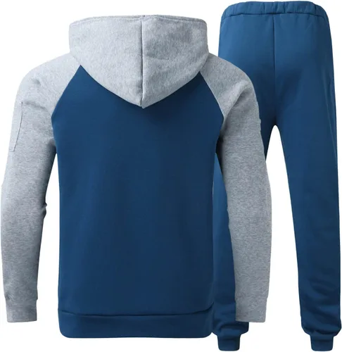 Vista 2 de Conjunto deportivo de 2 piezas con capucha para hombre, conjunto deportivo de manga larga con capucha