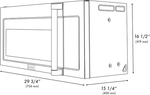 Vista 9 de ZLINE - Horno microondas de convección en acero inoxidable negro con mango tradicional y sensor de cocción