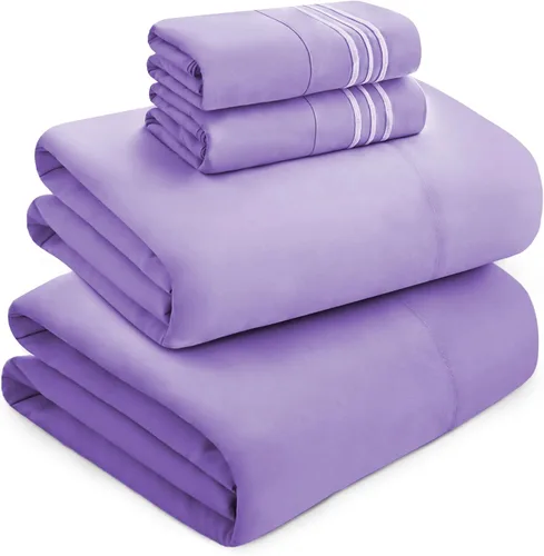 Vista 10 de Mocassi Juego de sábanas de lujo de 4 piezas, calidad prémium de hotel de 1800 hilos, ajuste fácil, sábanas y fundas de almohada resistentes a