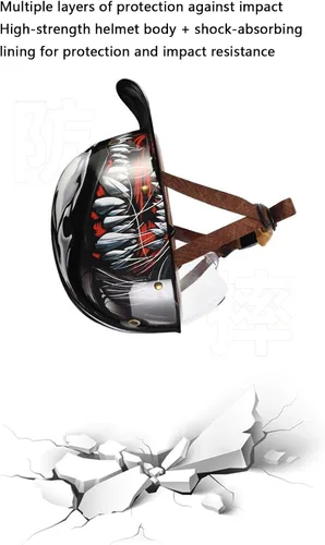Vista 2 de Medio casco de motocicleta vintage, casco de béisbol de moda, certificación DOT/ECE, casco de motocicleta para hombres y mujeres
