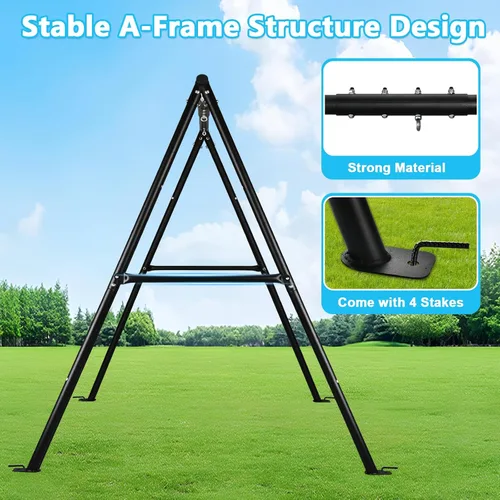Vista 4 de HeyZoo Juegos de columpios para patio trasero, columpio de platillo volador de 40 pulgadas con capacidad de 440 libras, soporte de columpio de metal