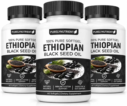 Vista 8 de Cápsulas blandas de aceite de semilla negra etíope con 4.64% de timoquinona, fórmula prensada en frío para apoyo inmunológico, digestivo