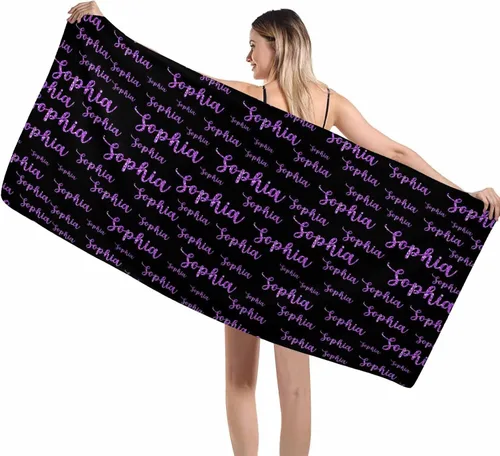 Vista 48 de Interestprint Toalla de piscina con nombre personalizado para niños, adultos y hombres, toalla de playa naranja personalizada con número